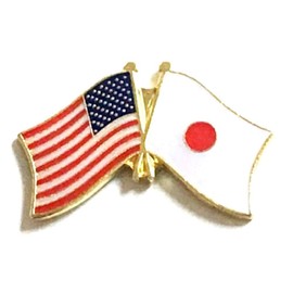 Japan Friendship Double Flag Lapel Pin US Crossed Emblem Tie and Hat Pin Badge