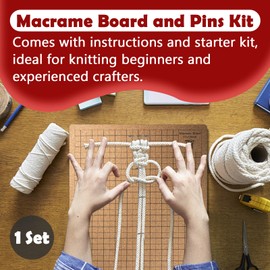 12×16 Inch Macrame Board and Pins Kit, Double Sided Grids Handmade Braiding Macrame Board with Instructions - Perfect Macrame Tools and Supplies for Bracelet Creating, Knotting Creations