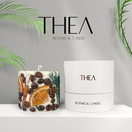 THEA Coffee Candle Essence Oil Musk Patchouli Sage & Mahogany Scented Mini Pillar Candle Small 100% Soy Wax Burn Long Lasting Clean Burning No Drip Candles Home Party Decor