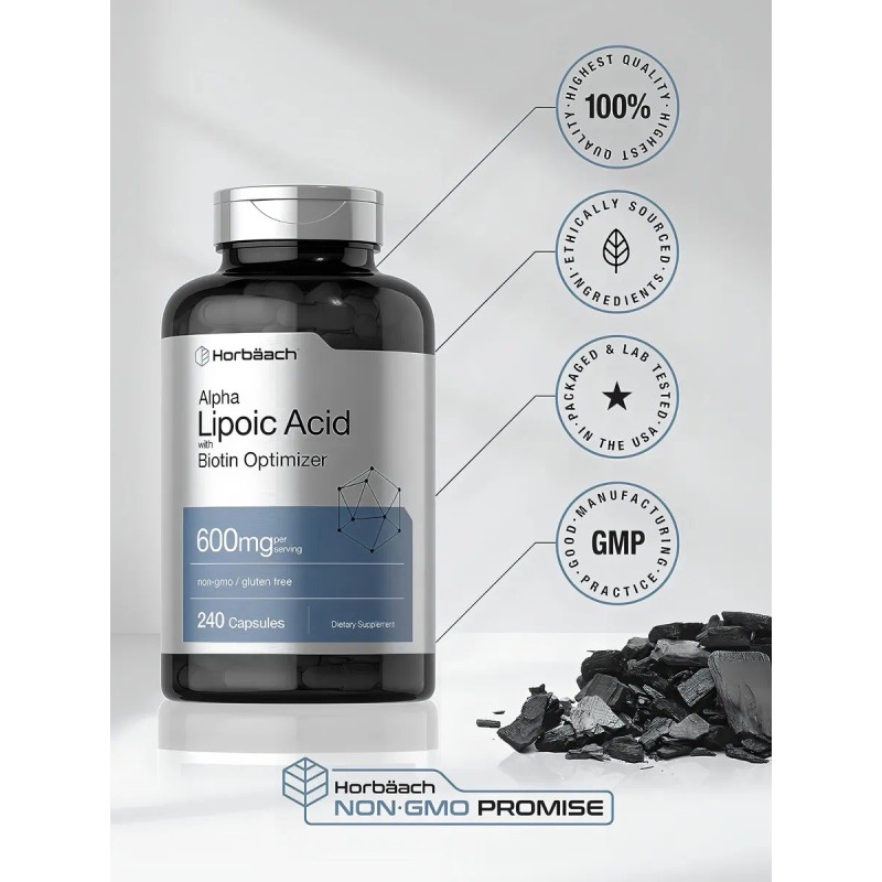 Acido Alfa Lipoico Premium 240 Cápsulas 600mg Eg A85 Sabor