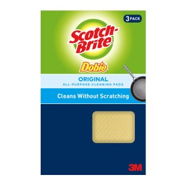Scotch-Brite Dobie Pads, Dobie Sponge for All Purpose Cleaning of Kitchen, Bathroom, and Household, Non Scratch Dobie Cleaning Pads Safe for Non-Stick Cookware, 3 Dobie Pads