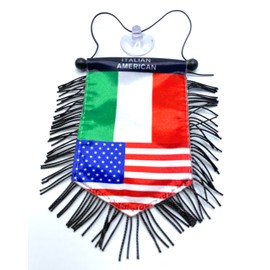 Italian American Flag Rearview Mirror Hanging Accessory – Celebrate Italy and USA Dual Heritage