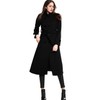 Escalier Women's Wool Trench Coat Double-Breasted Jacket with Belts Black
