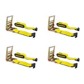 Mytee Products Ratchet Tie-Down Straps with Flat Hooks, 4" x 30' Ratchet Straps Yellow | 16,200 Lbs Breaking Strength | TieDown Ratchet Straps for Flatbed, Truck, Trailers Pickup (4 Pack)