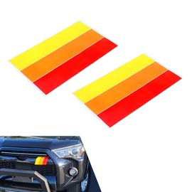 2 PCS Car Tri-Color Sticker, Classic Retro Water-Proof Stripe Decal for Front Bumper, DIY Self-Adhesive Cover Scratche Car Exterior Accessories, Universal for Most Vehicles (Red)