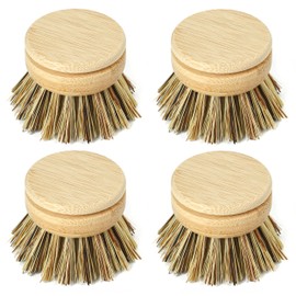 Jungle Culture Firm Bristle Replacement Brush Heads for Eco Dish Brushes • Wooden Kitchen Washing Up Brush Heads Pack of 4 • Interchangeable Bristle Refills • Dish Scrubbers • Zero Waste Cleaning