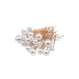 Pearl U-pins, Set of 18, Silver, Hair Accessories, Weddings, Graduations, Coming-of-age Ceremonies, Kimono, Hair Ornaments, Bridal, Formal, Various Sizes (Gold)