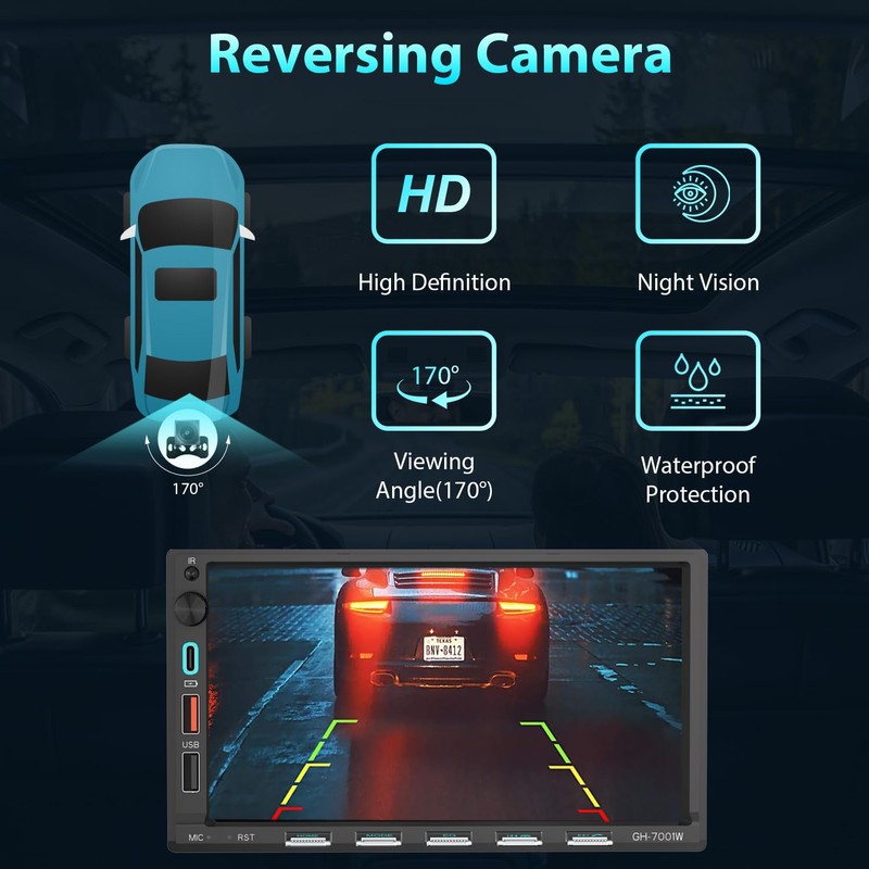 Alondy Double Din Car Stereo with 7" Touchscreen Compatible with