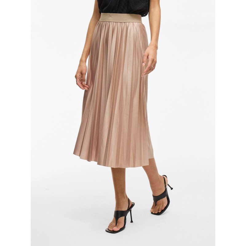 Vila Female Midi Skirt, Pleated, Sandshell