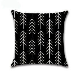 YunJeude 45 45 45 Set of 4 Nordic Geometric Patterns Different Patterns Linen Flax Cute Stylish Natural Zipper Modern Home Decor Car Decorative Four Seasons Decorative Cushion Cover for Bedroom Sofa (Geometric Pattern-Black)