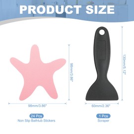 PATIKIL 24 Pcs Non Slip Bathtub Stickers, Anti Slip Shower Stickers with Scraper Bathroom Shower Floor Decals Star Shape Cute Treads Tubs, Pink