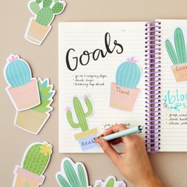 Paper Junkie Cactus Sticky Notes for Teacher Supplies, Cute Office Supplies & Cactus Desk Accessories - 2.75 x 4.5 in, Multicolor, 6-Pack
