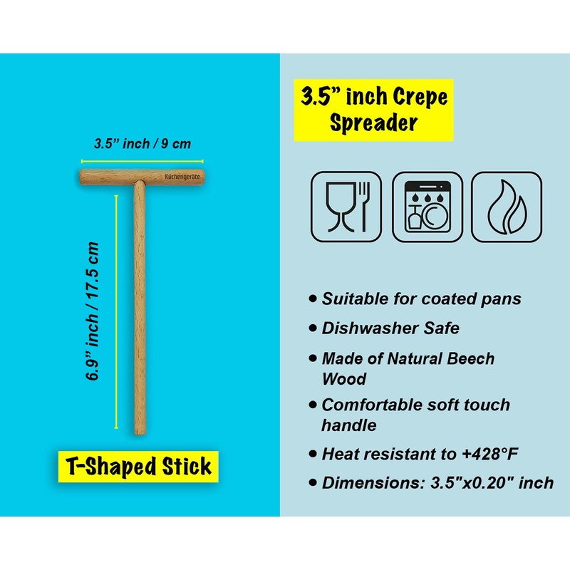 Kuchengerate 3.5 inc Crepe Spreader and 12 inc Wooden Spatula