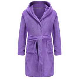 Best for All Kids Boys Girls Bathrobe soft Cotton Terry Hooded Bathrobe Cotton bathrobe（Purple,11-12Years）