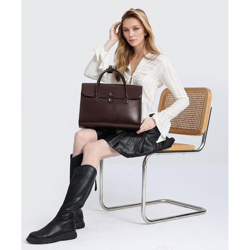 Genuine Leather laptop Briefcase: Messenger shoulder bag14 15inch men case