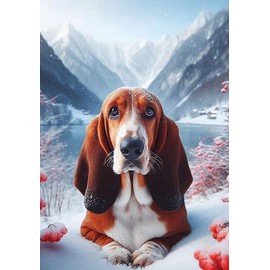 Basset Hound - Best of Breed DCR Winter Berries Garden Flag 12" x 17"