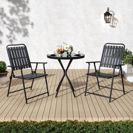 3 Pieces Patio Bistro Set Outdoor Folding Bistro Furniture Sets with Coffee Table Chairs for Lawn Backyard Balcony Poolside