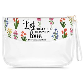 Religious Gifts for Women Clear Makeup Bag Christian Gifts for Her Inspirational Bible Verse Corinthians 16:14 Cosmetic Bag Baptismal Present for Daughter Sister Best Friend Encouragement Present