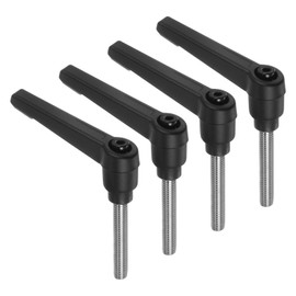 QUARKZMAN 4 Pieces Clamping Lever Handles M6 x 40mm 304 Stainless Steel Threaded Bolts Adjustable Handles Lockable Quick Release Ratchet Push Button Bolt Knobs Black