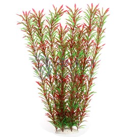 Norgail Large Aquarium Plants Artificial Plastic Fish Tank Plants Decoration Ornaments Safe for All Fish 21 Inches Tall (1pcs Red&Green)