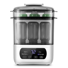 AMZBABYCHEF Baby Bottle Steamer and Dryer, Electric Steamer and Dryer for Baby Bottles, 4-in-1 Bottle Steamer and Dryer, Universal Fit for All Bottles, LED Touch Screen, Auto Shut-Off