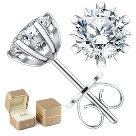 Earrings for Women, Gifts for Wife Mom, 3.0 carat Moissanite Stud Earrings, Anniversary Jewelry Present for Wife, Birthday Gifts