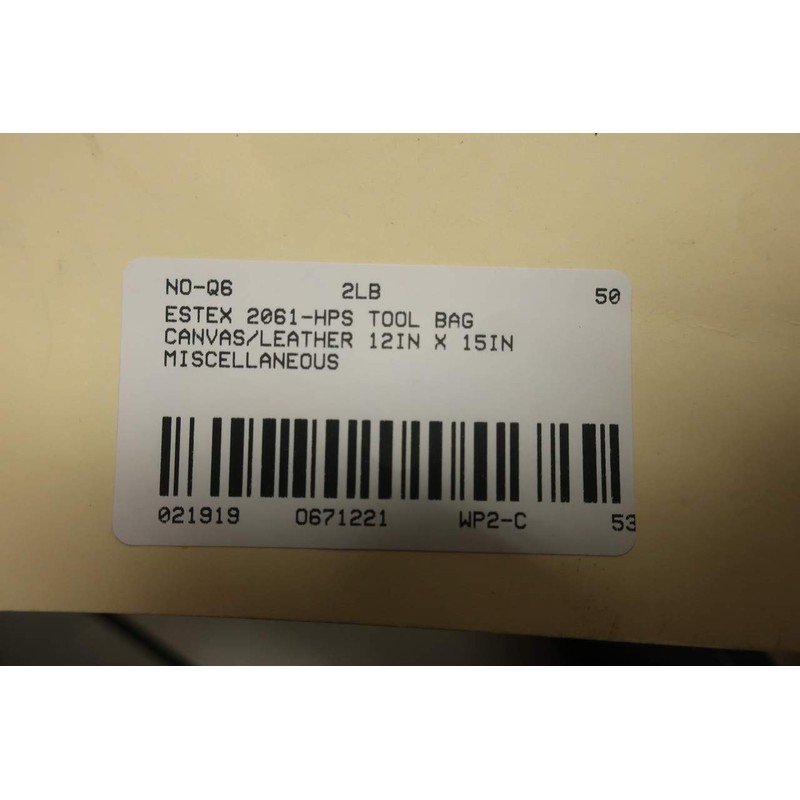 ESTEX 2061-HPS Tool Bag Canvas/Leather 12IN X 15IN