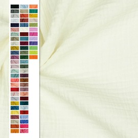 VmG-Store Double Gauze Muslin Fabric Tex Certified Plain Sold by the Metre Over 40 Colours 100% Cotton (036 I Ecru, 200 x 135 cm)