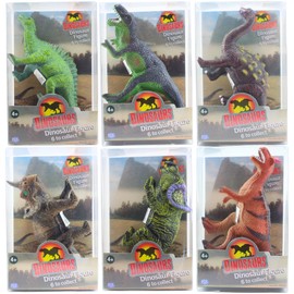 Toptoys2u Bargain Bundles Dinosaur 5" 12cm Action/Play FIgures Set of all 6 - Brontosaurus, Carnosaurus, Tyrannosaurus rex, Montanoceratops, Brachyceratops & Stegosaurus