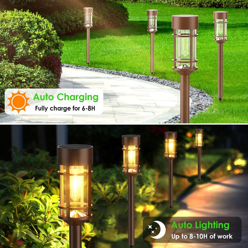 Mancra 8 Pack Solar Outdoor Lights, Bright Up to 10