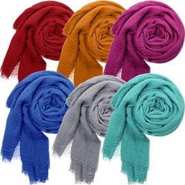 SATINIOR 6 Pieces Women Soft Scarf Shawl Cotton Hijab Scarf Wrap Head Scarve for All Seasons (Yellow, Dark Red, Dark Blue, Rose Red, Dark Green, Light Grey)