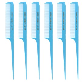 Allegro Combs 441. 8.5 In. Rat Tail Combs Pintail Braiding Or Parting Fine Teeth Rattail Hair Picks Combs Set For Hair Styling USA. 6 Pc. (BABY BLUE)
