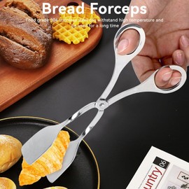 2PCS Salad Tongs, Scissor Buffer Tongs for Cooking Stainless Steel Cooking Tongs Kitchen Metal Tongs Food Serving Tongs Bread Clip Grill or Serving Food Bread Dessert