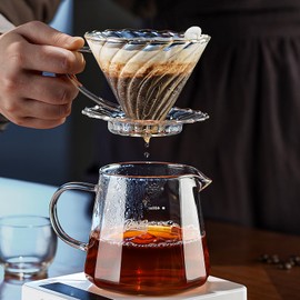 Bincoo Pour Over Coffee Maker Set, V-shape 60° Cone Drip Coffee Maker, Included 16oz Borosilicate Glass Coffee Carafer and Size 02 Coffee Dripper & 50 Pcs Paper Filter (16oz-Clear)