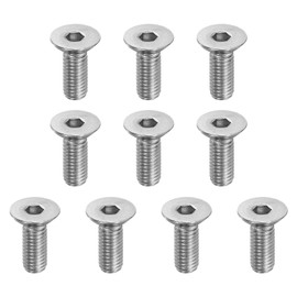 PATIKIL M8 x 20 mm Flat Head Socket Cap Screws, 10 Pack 304 Stainless Steel 18-8 Machine Screws Flat Countersunk Bolts Hex Socket Drive Full Thread Grade 6.8