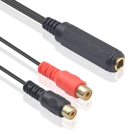 Duttek 6.35mm to RCA Splitter Cable Connectors 20cm, 1/4 inch 6.35mm Female to 2 RCA Female Adapter Cable,2 RCA Female to 6.35mm Jack Adapter for Speakers,Amplifiers,Stereos and more.