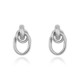 LKingel Silver Earrings for Women Trendy Silver Chunky Hoop Earring Geometric Statement Earring Long Link Dangle Earrings Silvers Prom Earrings for Women