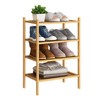 BMOSU 4-Tier Bamboo Small Shoe Rack Premium Stackable Shoe Shelf