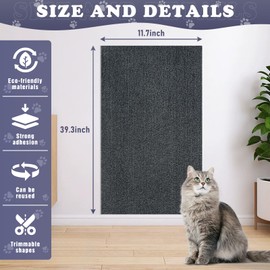 Cat Scratching Furniture Protector Self Adhesive Trimmable Protective Sofa Carpet Leather Furniture Pad Replacement for Cat Tree Shelves DIY Pet Scratch Protector (Light Grey, 15.7"x39.3")