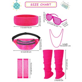 SOMSOC 13 Pieces Girls 80s Outfit for Kids Halloween Costume Accessories Set for Cosplay 1980s Party