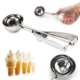 Ice Cream Scoop, Mash Scoop, Stainless Steel 6 cm with a Easy Push Lever by HomeElabador