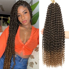 Ubeleco 30 Inch Passion Twist Hair, Water Wave Crochet Hair Ombre Blond Passion Twist Crochet Hair for Women Long Bohemian Passion Twists Curly Braiding Hair Extensions (30in (Pack of 7),1B/27)