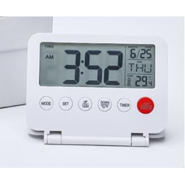 Ankilo Digital Travel Alarm Clock, 4 Inch LCD Display Front Button with Date & Temperature, Snooze and 6 Seconds Backlight, 2 AAA Battery Powered for Home, Office (White)