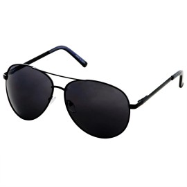 grinderPUNCH Men XL Extra Large All Black Aviator Sunglasses 62mm Dark Lenses Women