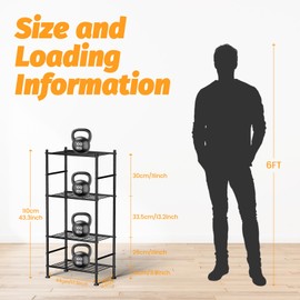 Abiglifty Storage Shelves, 4-Tier Wire Shelving, Metal Shelving with Adjustable Leveling Feet, Garage Storage for Bathroom, Closet, Kitchen