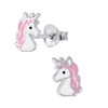 Pink Unicorn Pony Head Earrings - 925 Sterling Silver