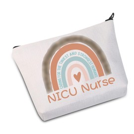 NICU Nurse Rainbow Makeup Organizer Pouch Gift Caring for Tiniest Humans and Strongest Humans NICU Nurse Bag (Humans NICU -Bag CA)