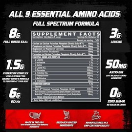 Nutrex Research - Hidratación EAAs + BCAAs en polvo Aminoácidos esenciales de 8G + electrolitos - 30 porciones 390 gr (Lemon Lime)