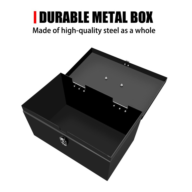 Peastorm Small Steel Metal Tool Box, Lockable Storage Box for