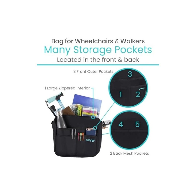 Vive Wheelchair Bag - Machine Washable, Double-stitche